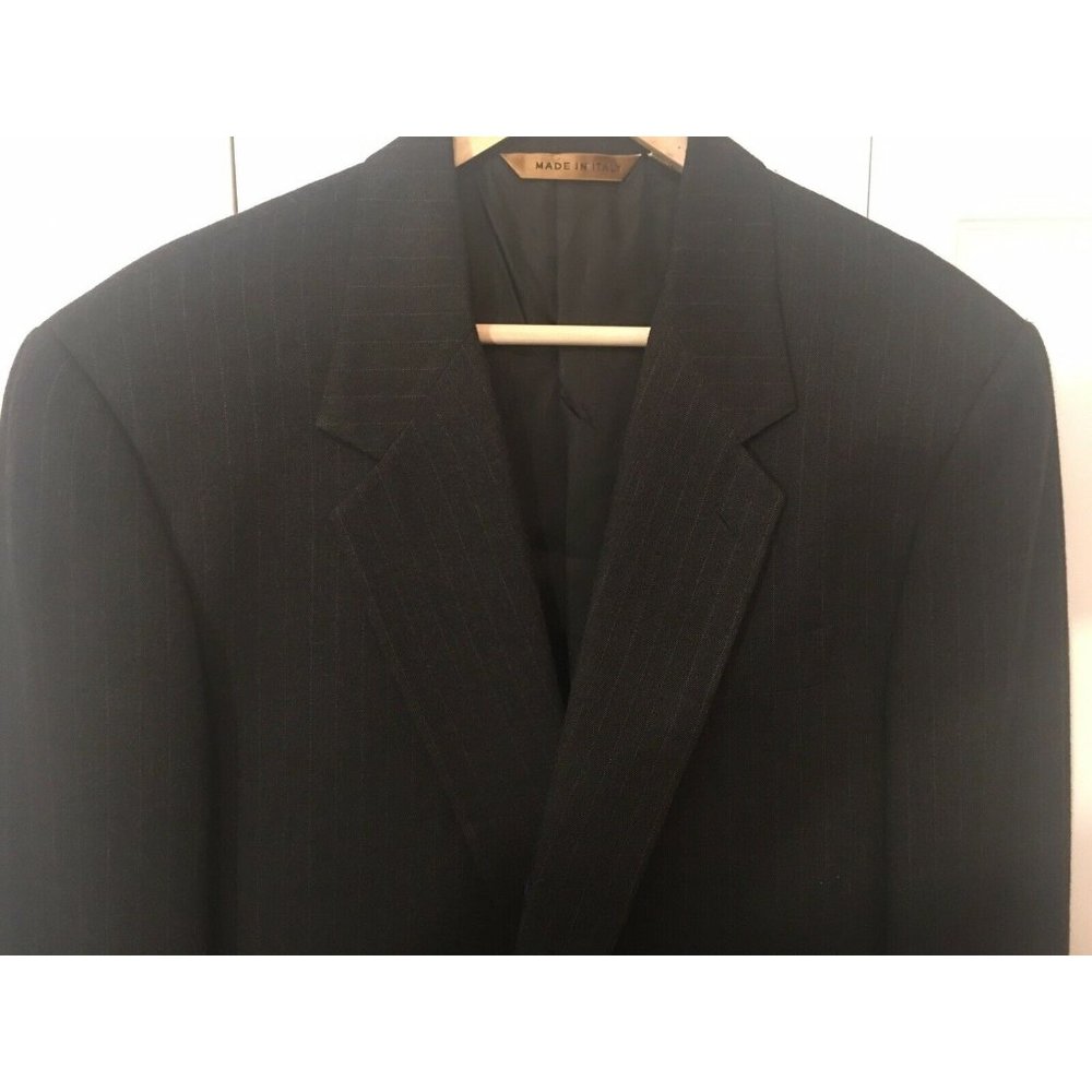 Donna Karan New York Jacket 40 R Dark Gray Pinstriped Made In‎ Italy